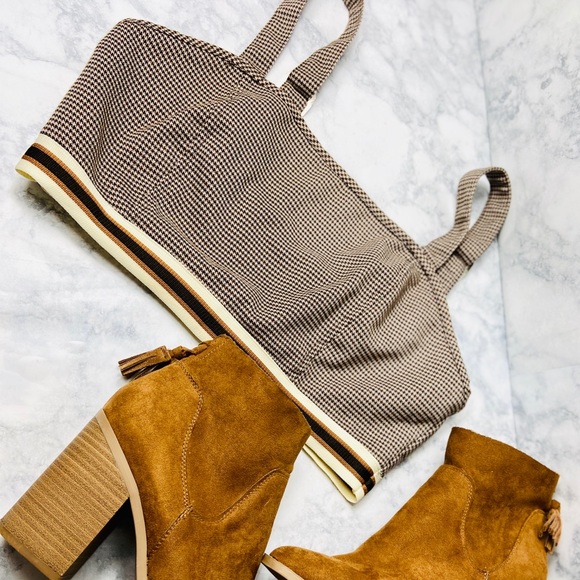 Wild Honey Vintage style Houndstooth Bralette Crop - Picture 2 of 8